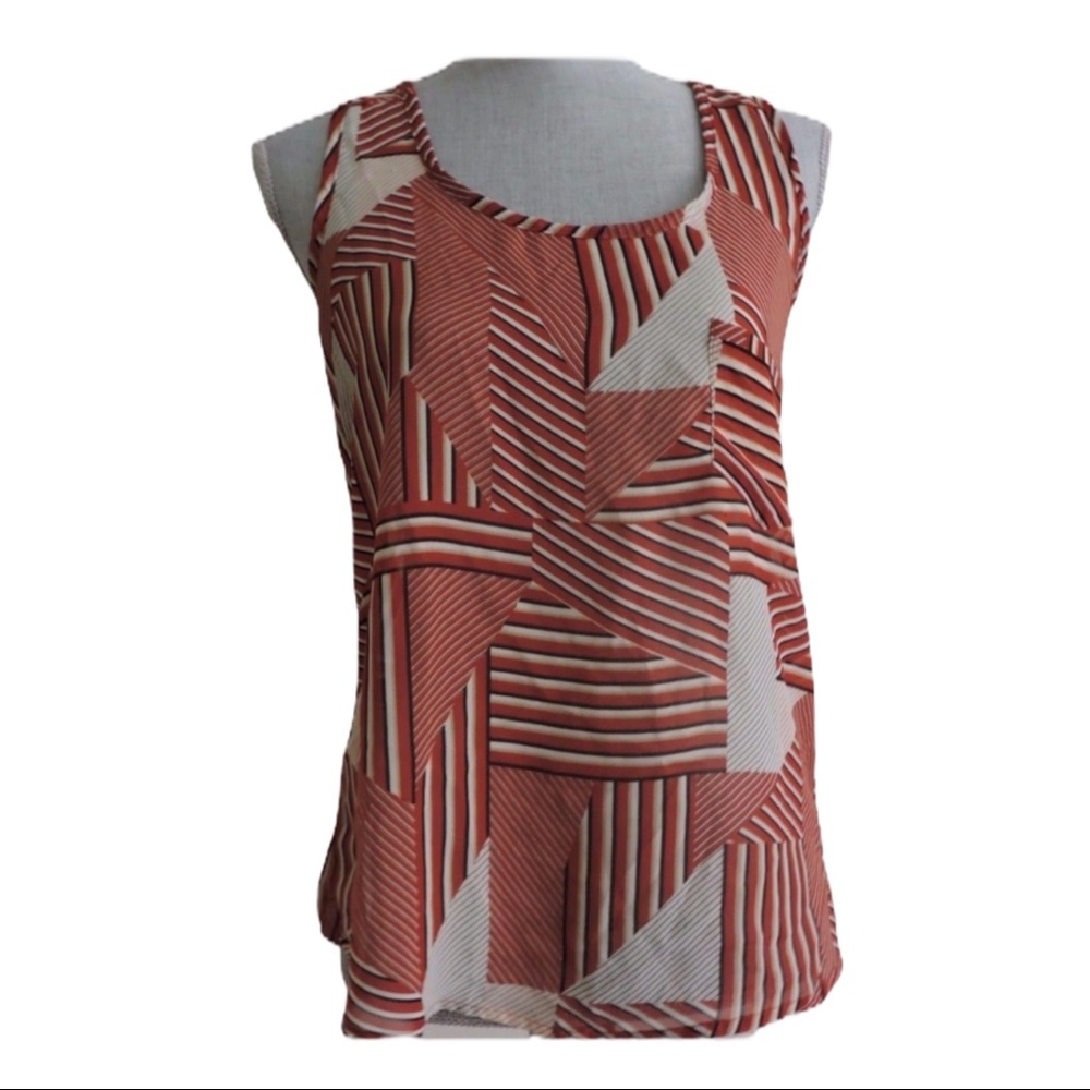 Mine Sheer Geometric Tank Top Shirt Small